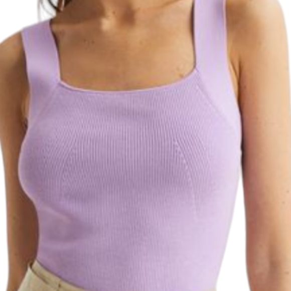 Reiss Tops - Reiss Lilac Ribbed Knit Top